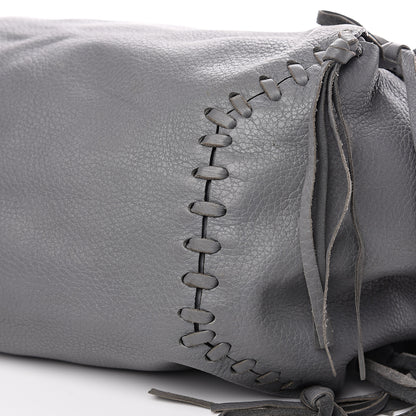 Valentino Garavani Grained Calfskin C-Rockee Fringe Tote Grey 10 of 15