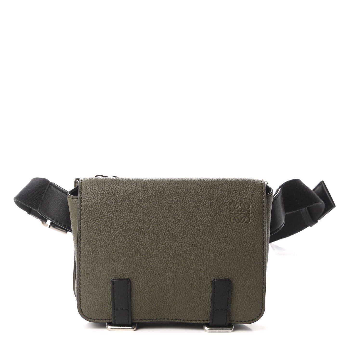Grained Calfskin Military Bumbag Khaki Green Black