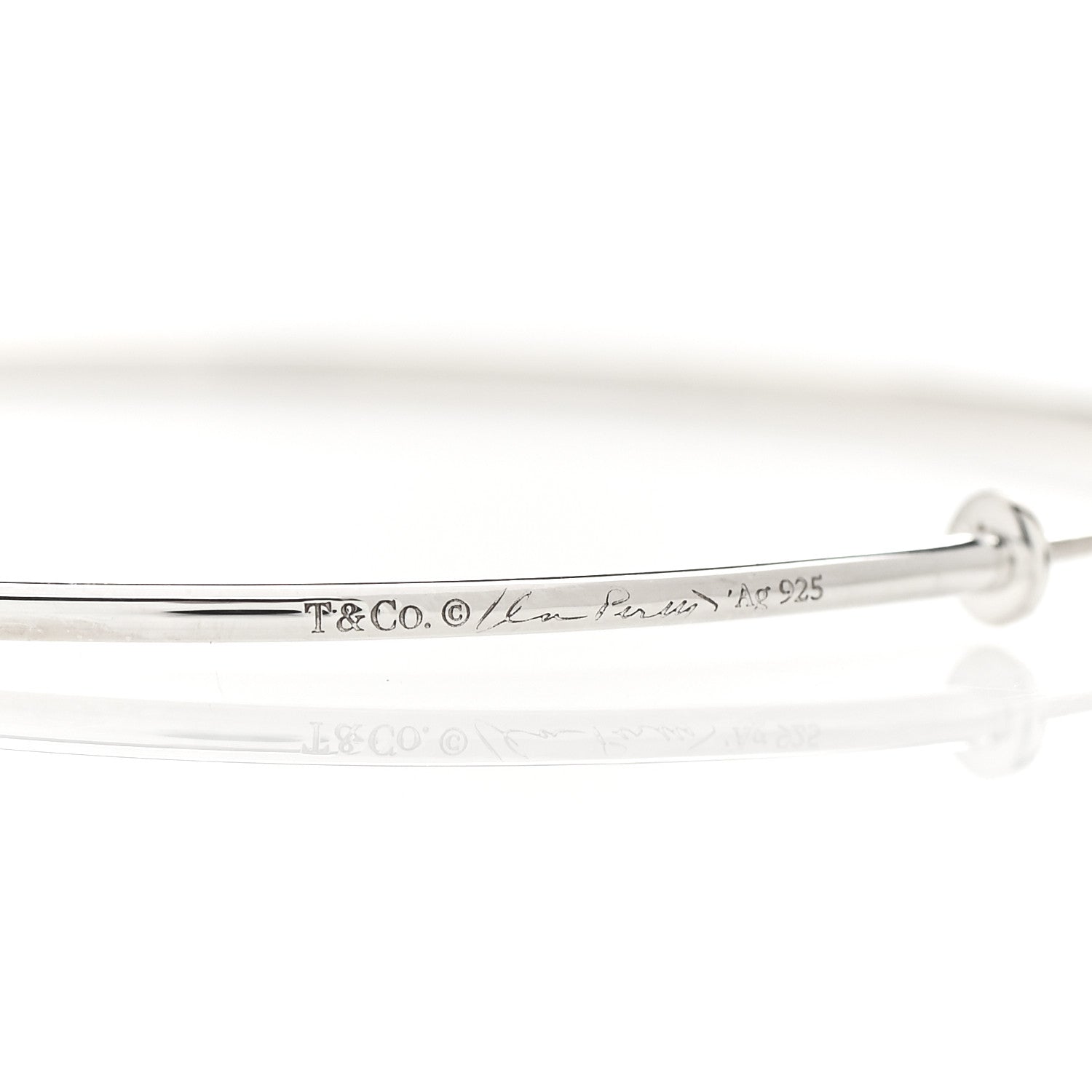 Tiffany Sterling Silver Diamond Medium Elsa Peretti Hoop Earrings 3 of 3