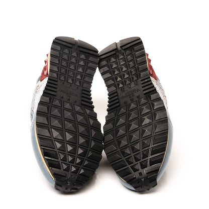 Valentino Garavani Macrame Lace Suede Womens Rockrunner Sneakers 36 Cristall 5 of 9