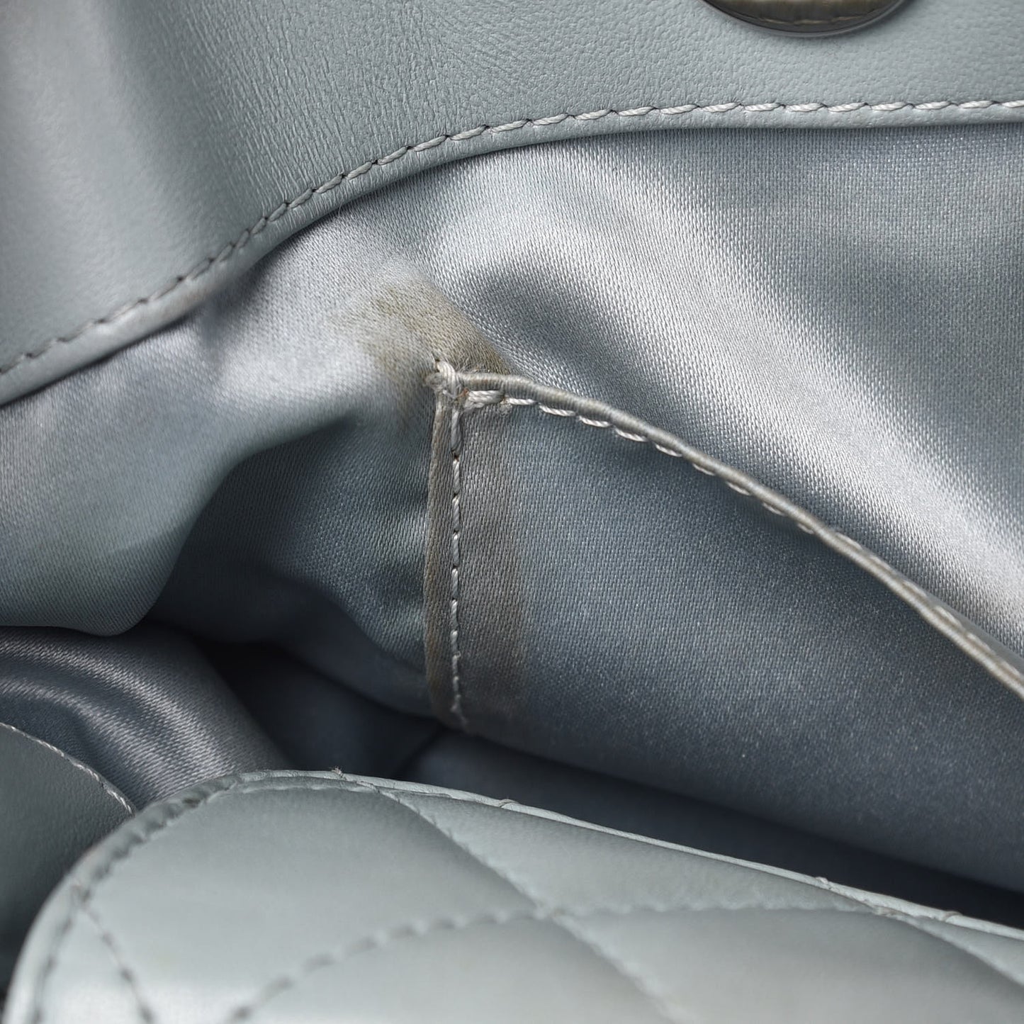Lambskin Quilted Daily Shopping Tote Light Blue