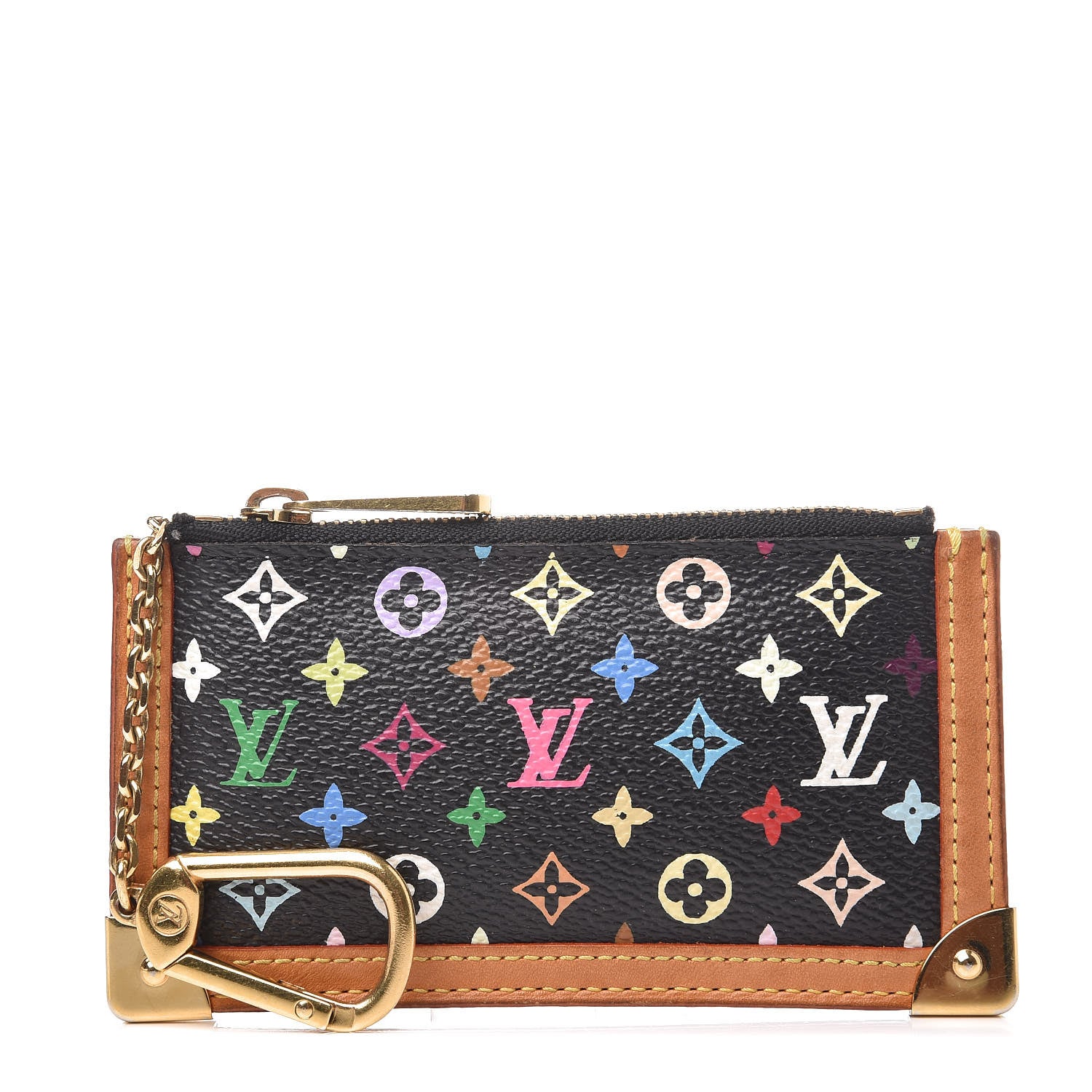 Louis Vuitton Monogram Multicolor Key Pouch Black 1 of 9