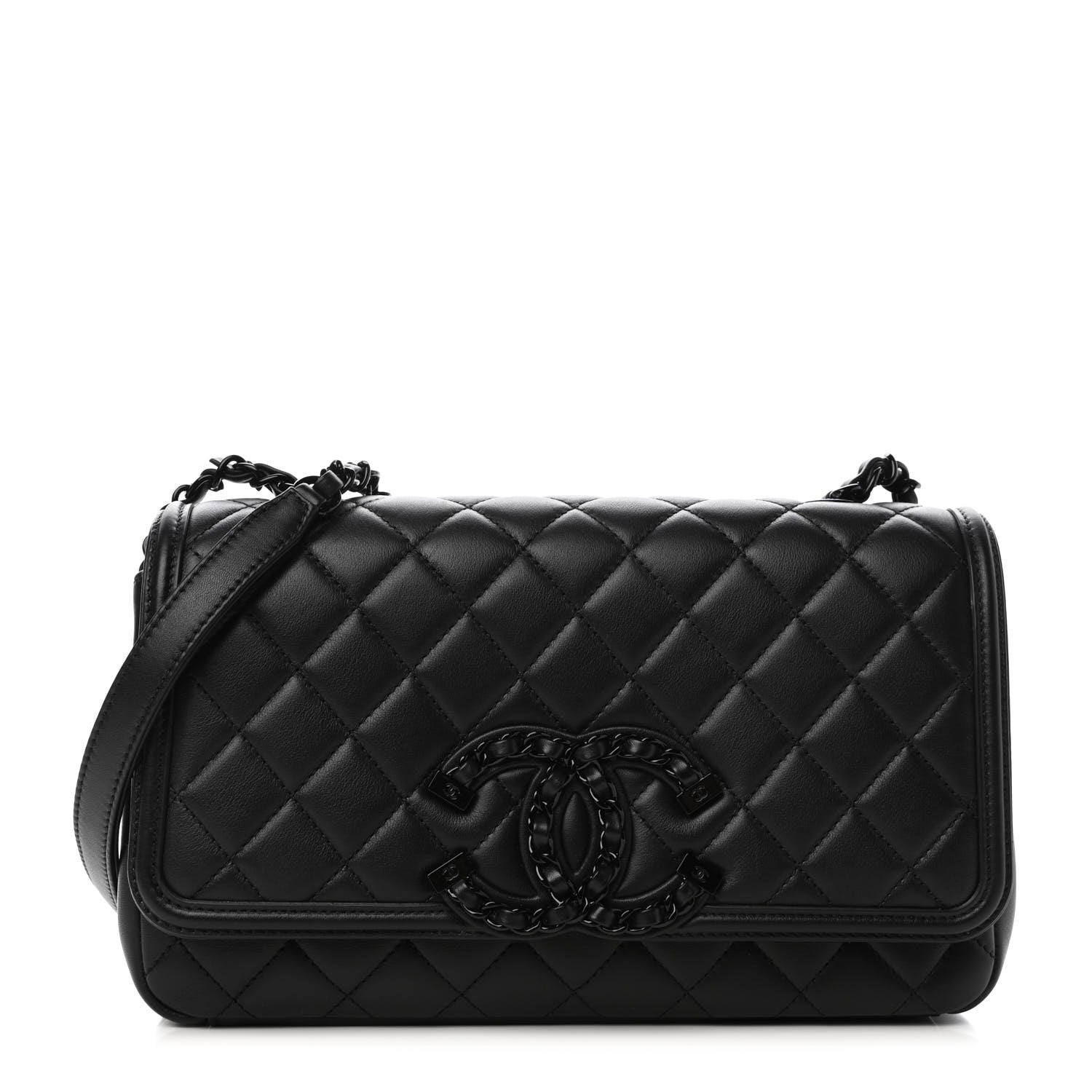 Chanel Calfskin Quilted Medium CC Filigree Flap Black 1 of 10