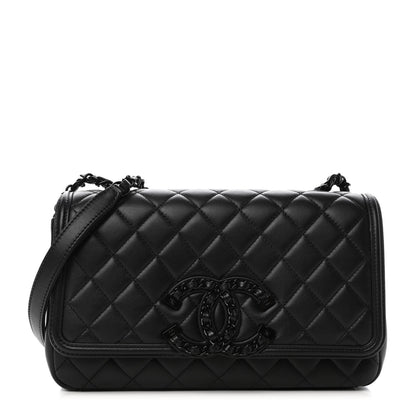 Chanel Calfskin Quilted Medium CC Filigree Flap Black 1 of 10
