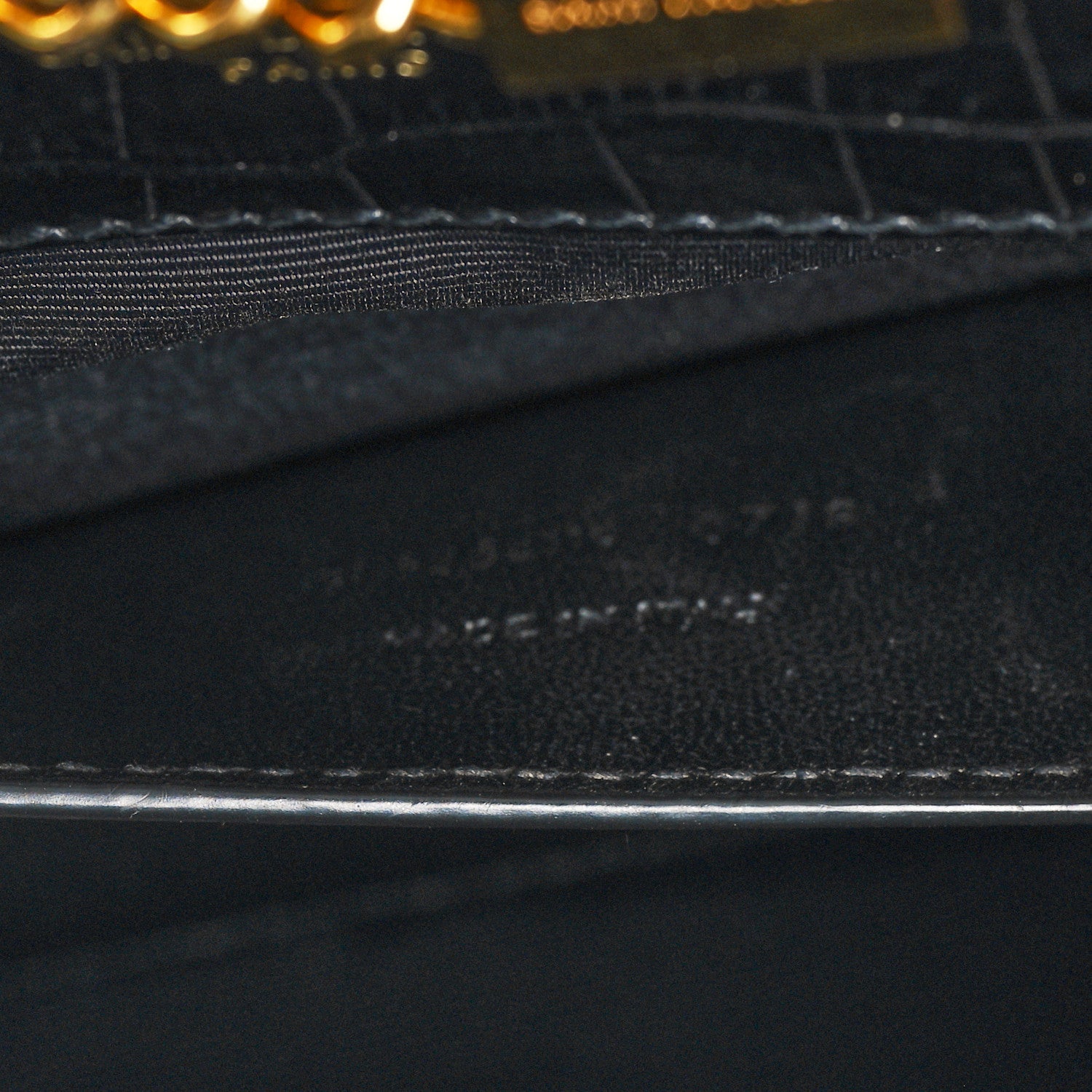 Saint Laurent Calfskin Crocodile Embossed Medium Classic Monogram Kate Tassel Satchel Black 7 of 10