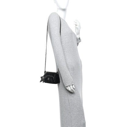 Chanel Velvet Effect Nylon Shiny Crumpled Calfskin Mini Quilted Chanel 25 Clutch With Chain Black 2 of 11