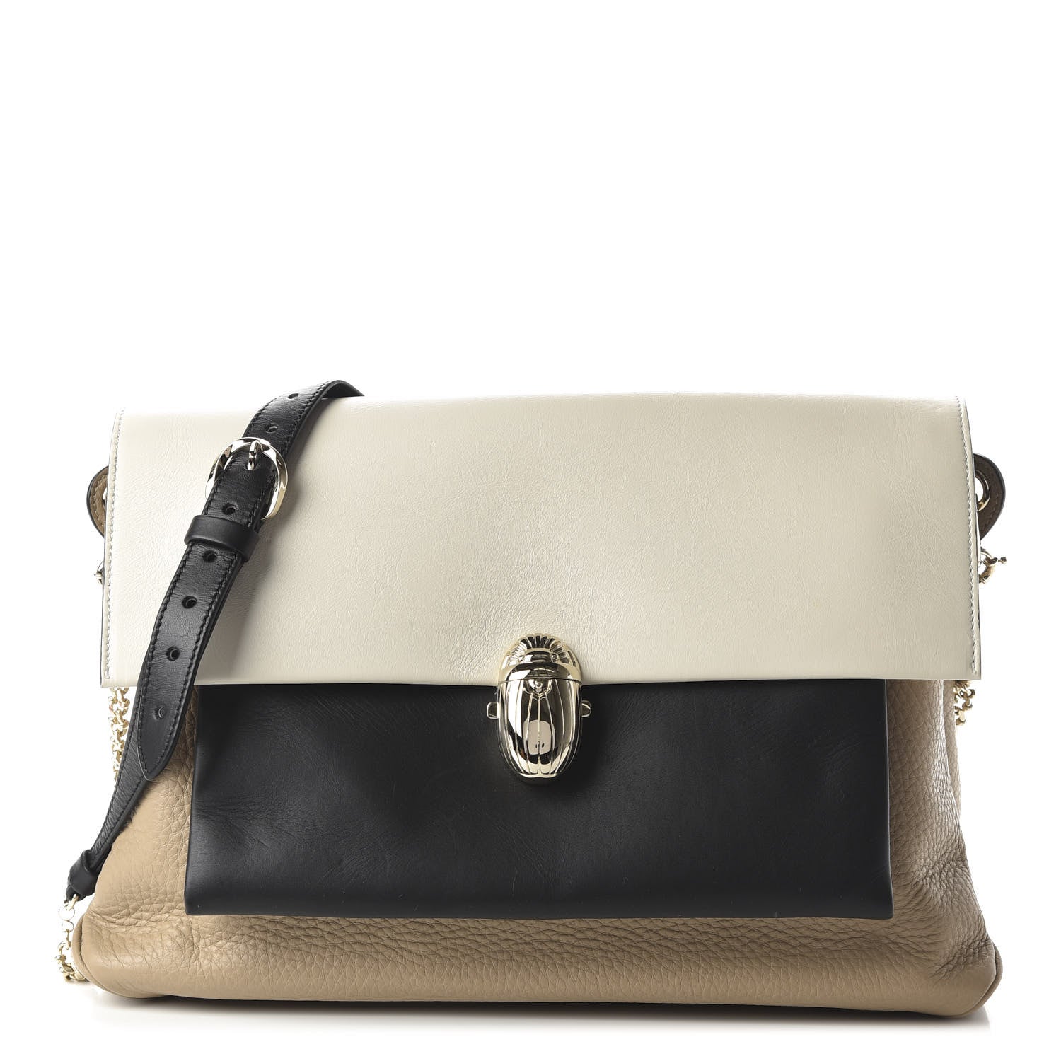 Christian Louboutin Calfskin Colorblock Khepira Shoulder Bag Beige Multicolor 1 of 9