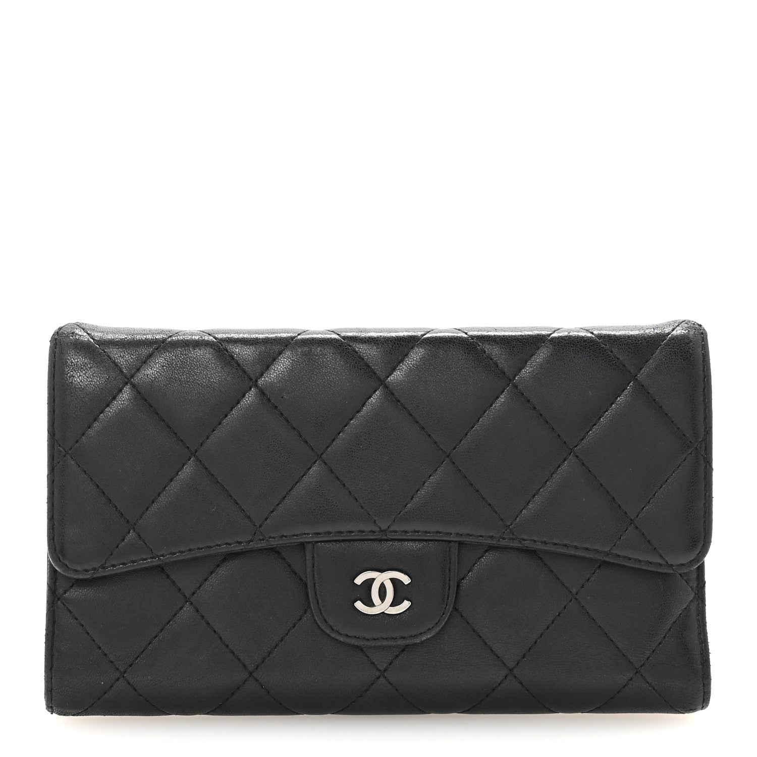 Chanel Lambskin Quilted Large Flap Wallet Black 1 of 8