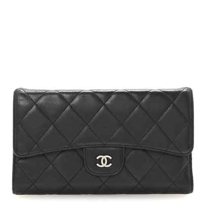Chanel Lambskin Quilted Large Flap Wallet Black 1 of 8