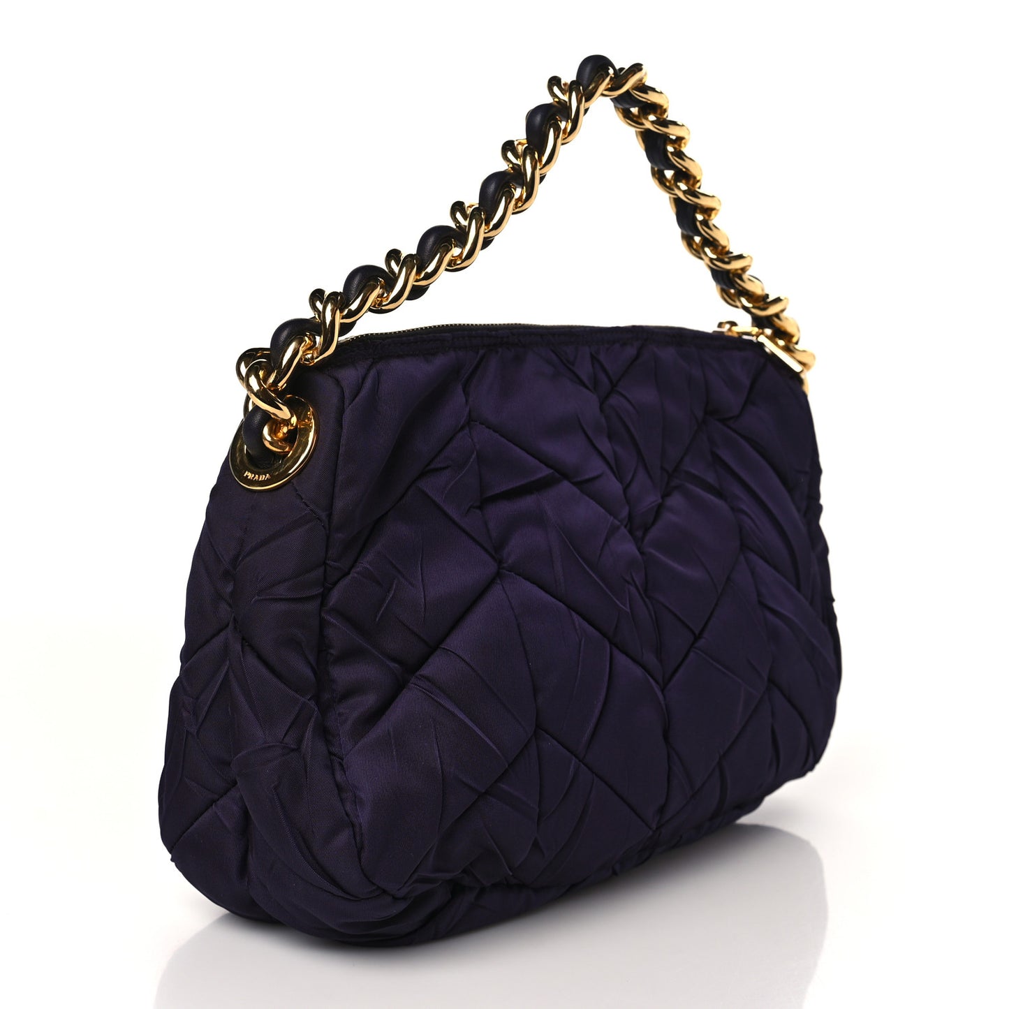 Tessuto Nylon Chevron Quilted Shoulder Bag Plum