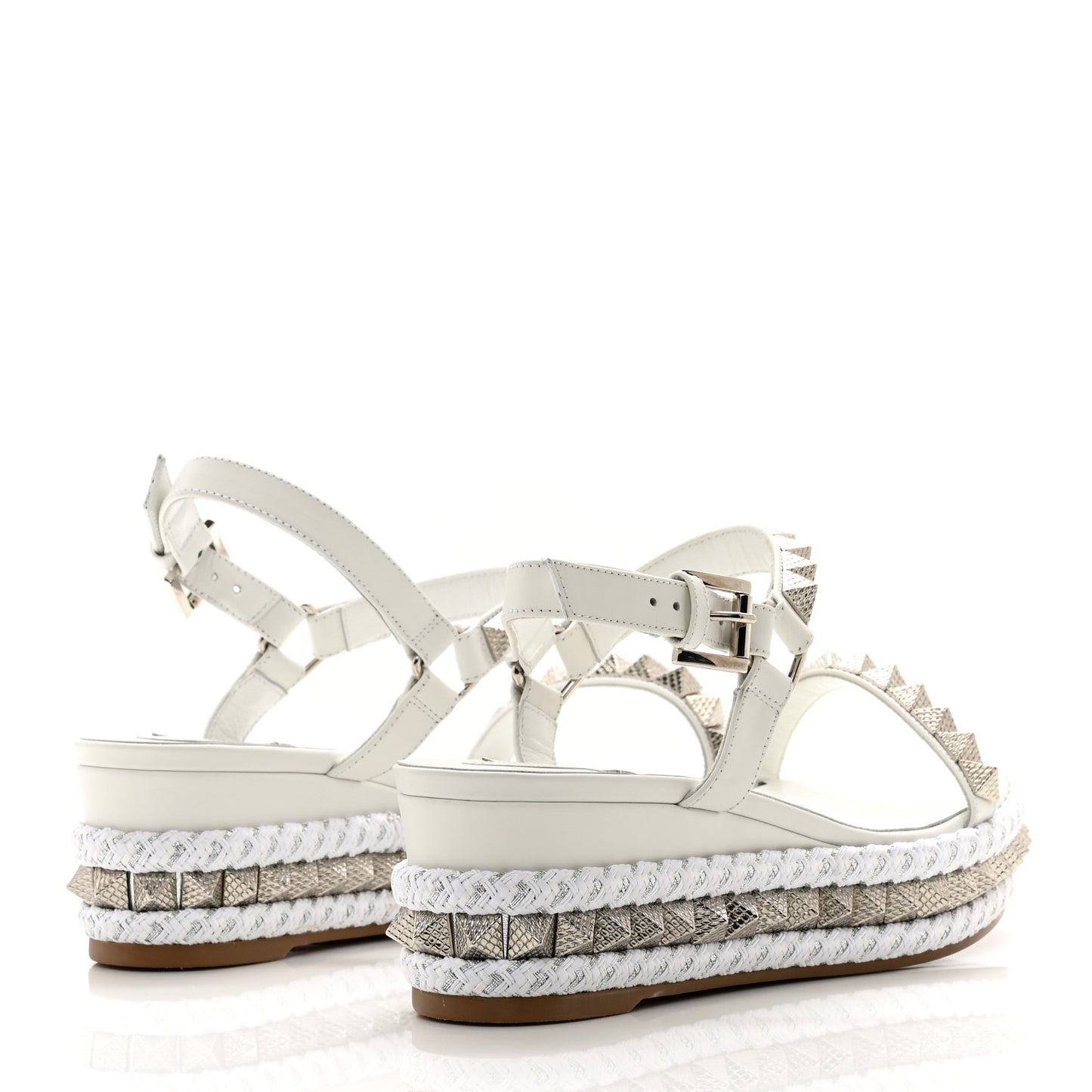 Calfskin Bianco Pyraclou 60 Platform Sandals 38 White Silver