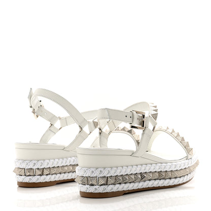 Christian Louboutin Calfskin Bianco Pyraclou 60 Platform Sandals 38 White Silver 4 of 8