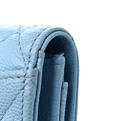 Chanel Caviar Quilted Flap Card Holder Wallet Light Blue 14 of 14