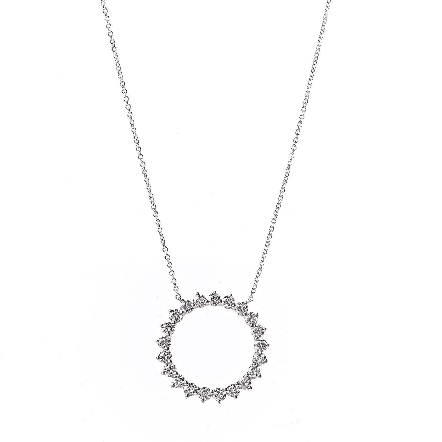Tiffany Platinum Diamond Open Circle Pendant Necklace 4 of 7