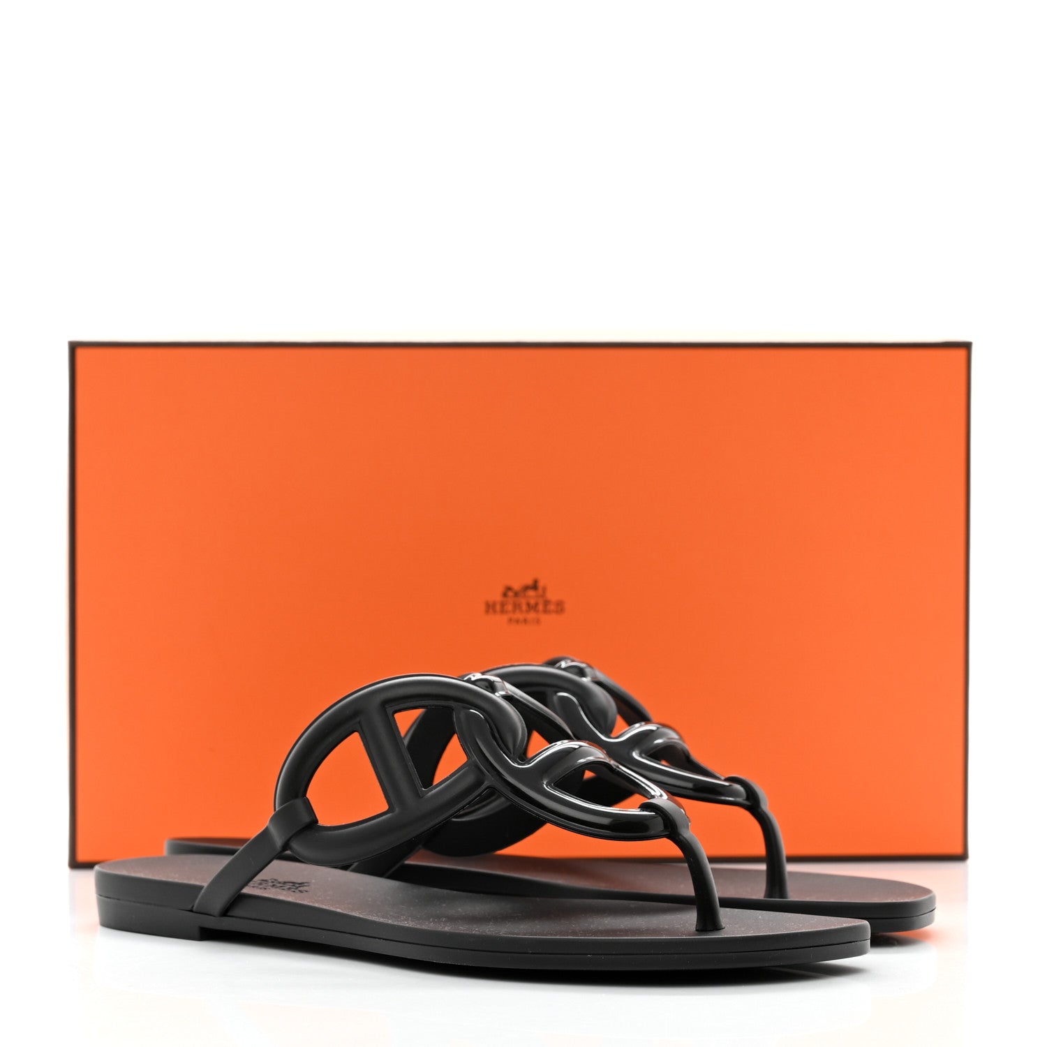 Hermes Rubber Womens Egerie Sandals 36 Black 9 of 9