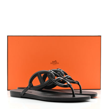 Hermes Rubber Womens Egerie Sandals 36 Black 9 of 9