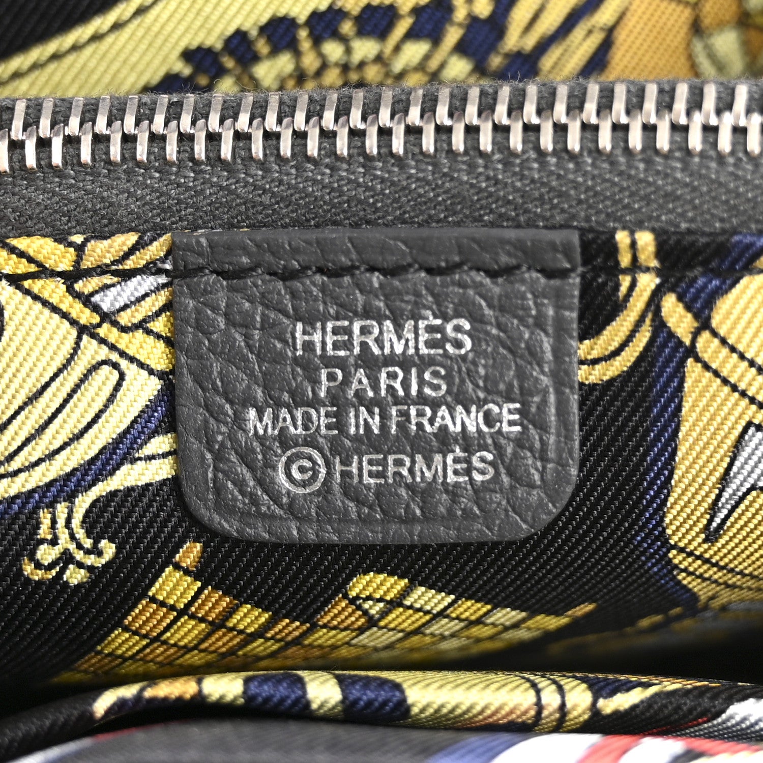 Hermes Evercolor Barenia Silk'In Compact Wallet Ardoise Black Jaune 6 of 7
