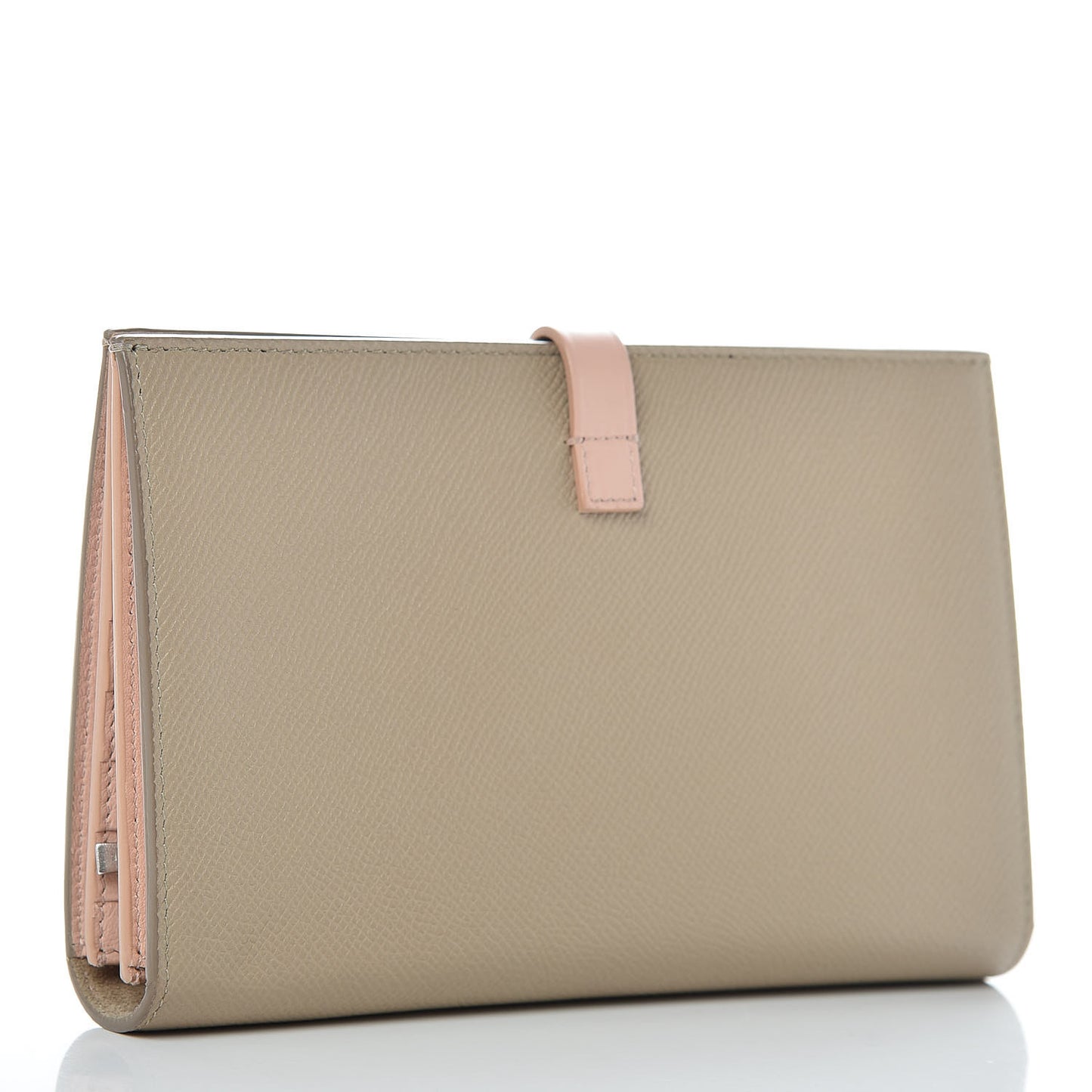 Calfskin Large Multifunction Strap Wallet Taupe
