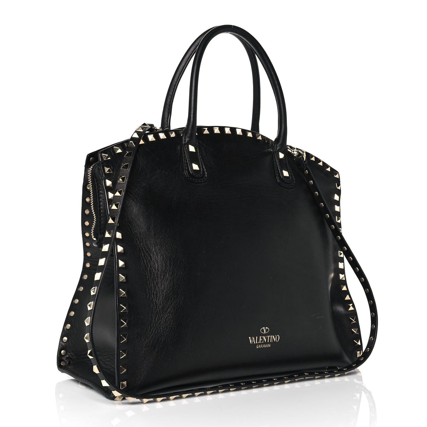 Vitello Rockstud Dome Shopper Black