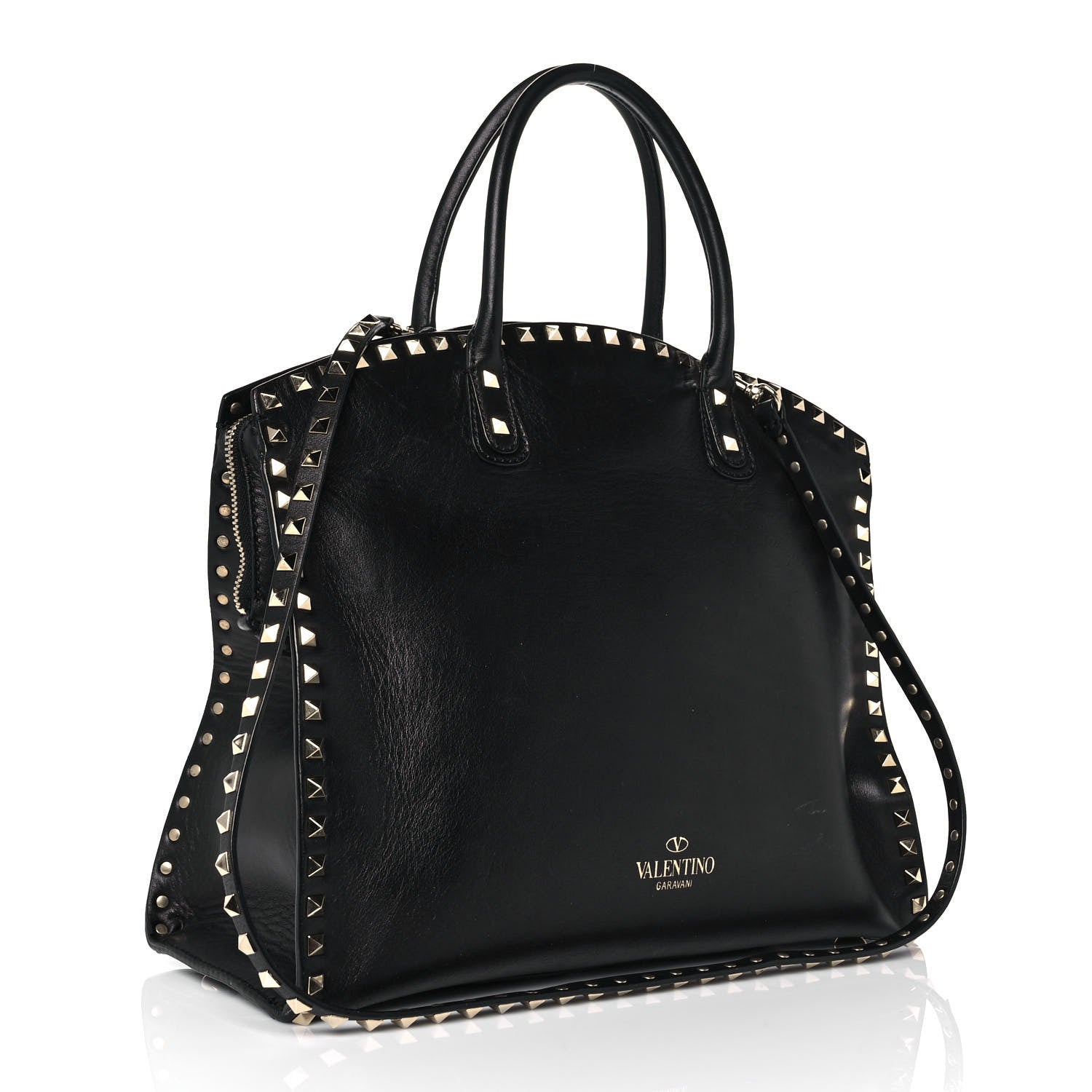 Valentino Garavani Vitello Rockstud Dome Shopper Black 3 of 11