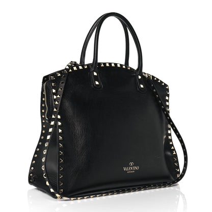 Valentino Garavani Vitello Rockstud Dome Shopper Black 3 of 11