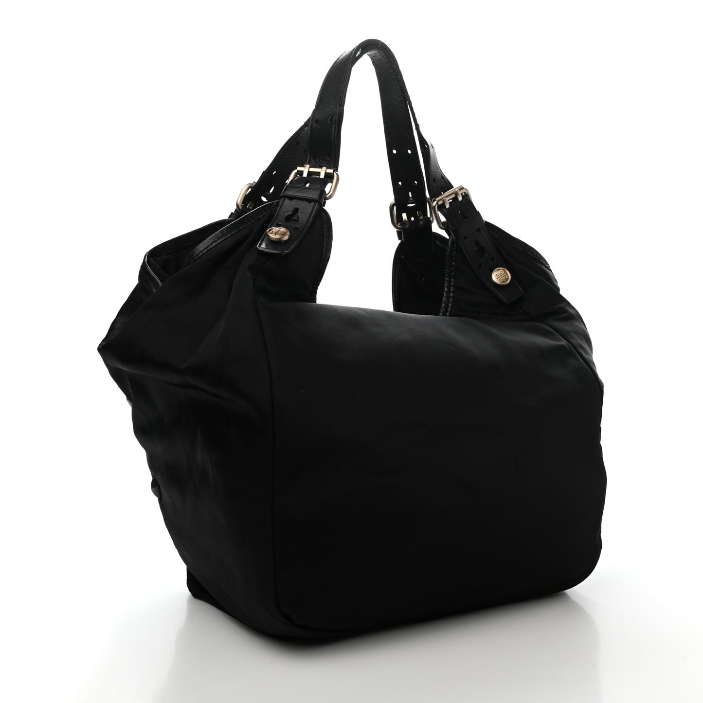 Nylon Studded Shoulder Bag Black