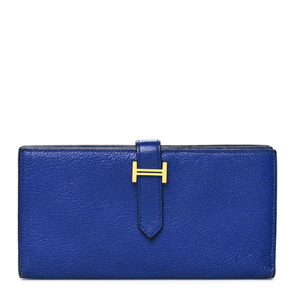 Hermes Chevre Mysore Bearn Gusset Wallet Bleu Electrique 1 of 15