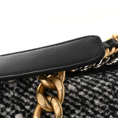 Chanel Tweed Quilted Maxi Chanel 19 Flap Black White 11 of 12