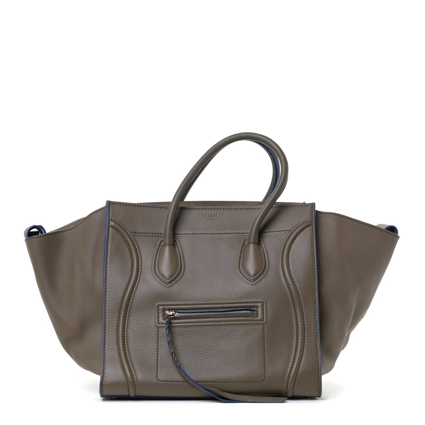 Supple Calfskin Medium Phantom Luggage Khaki Cobalt Trim