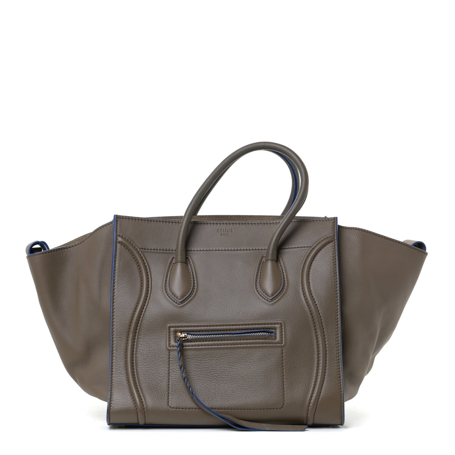 Celine Supple Calfskin Medium Phantom Luggage Khaki Cobalt Trim 1 of 9