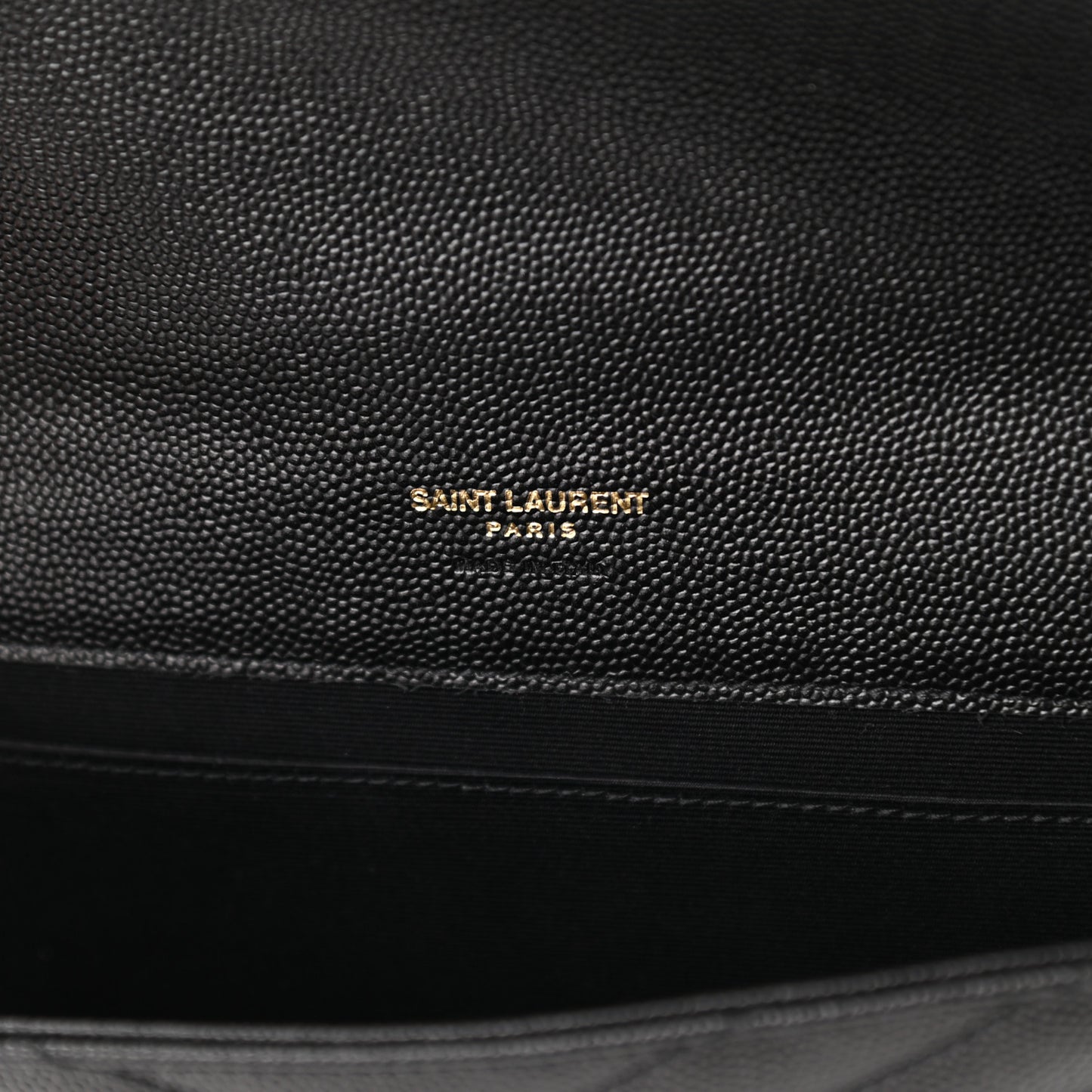 Grain De Poudre Matelasse Chevron Monogram Envelope Clutch Black