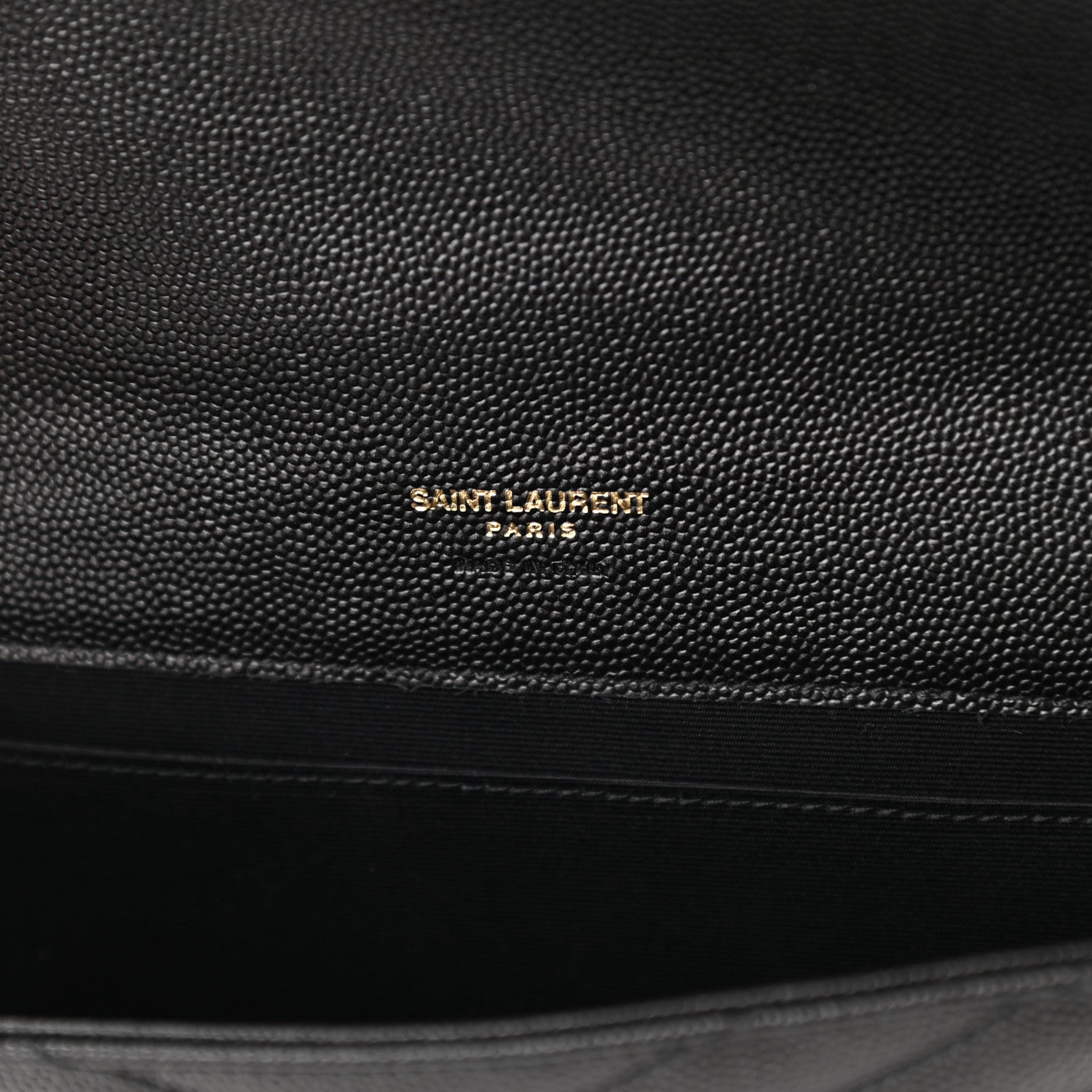 Saint Laurent Grain De Poudre Matelasse Chevron Monogram Envelope Clutch Black 6 of 11