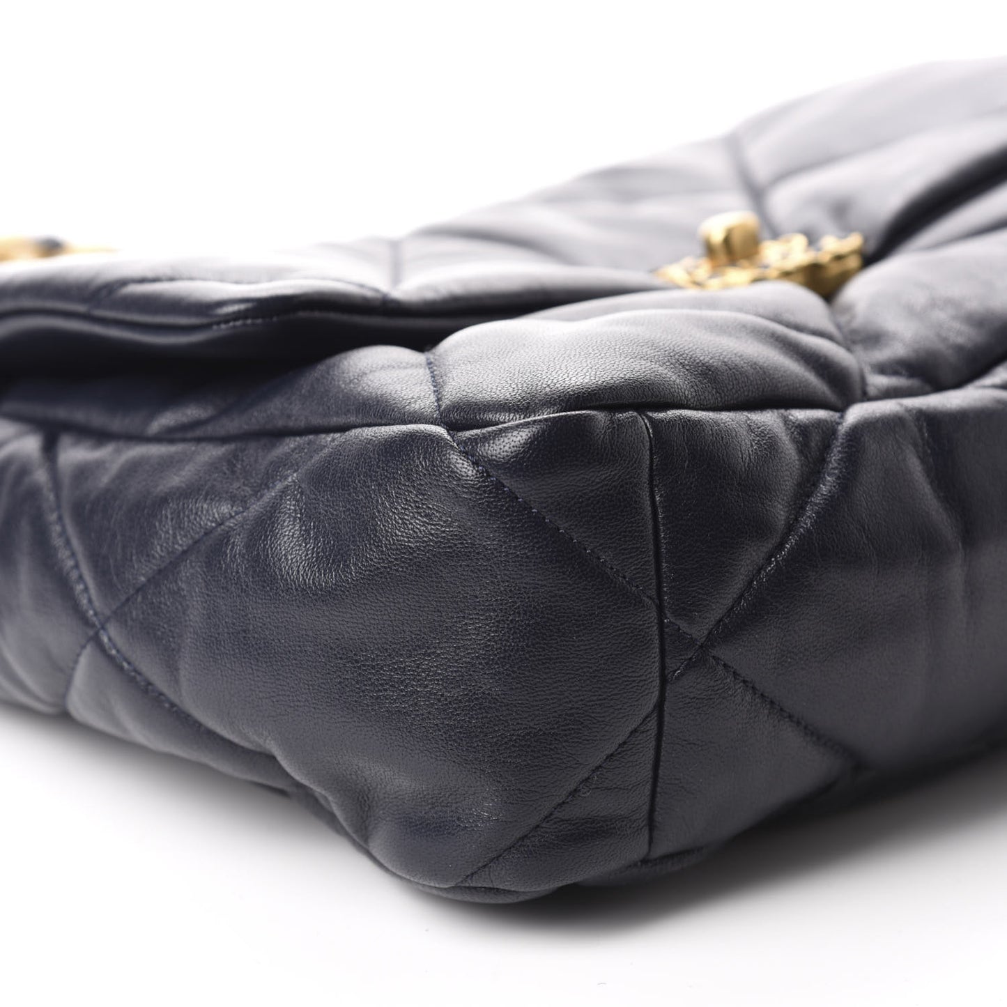 Goatskin Quilted Large 19 Flap Navy Blue