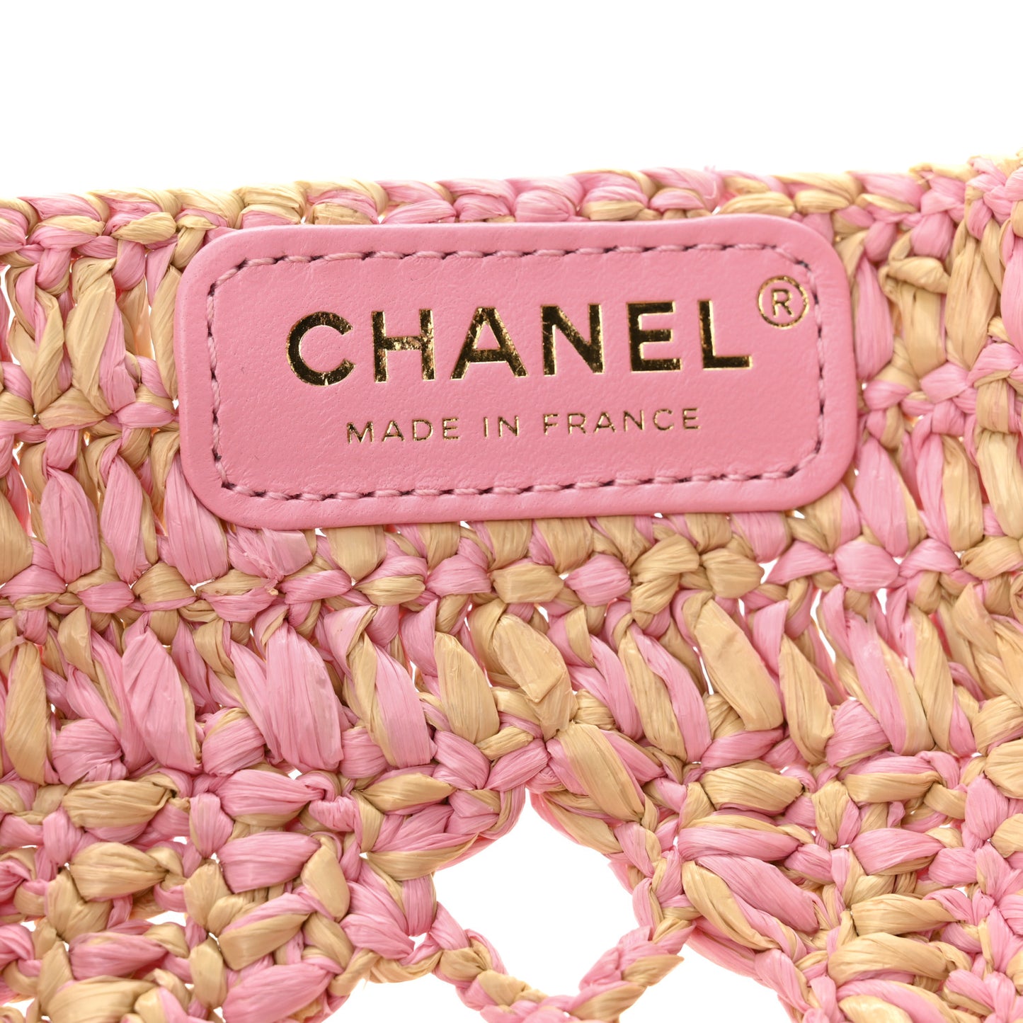 Raffia Effect Braided Small Shopping Bag Beige Pink