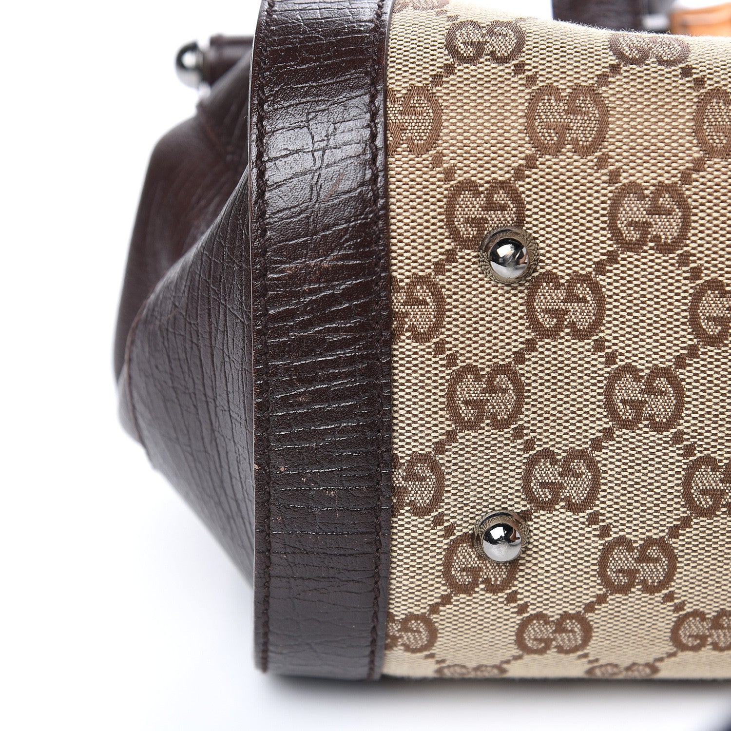 Gucci Monogram Bamboo Bullet Bag Dark Brown 9 of 15