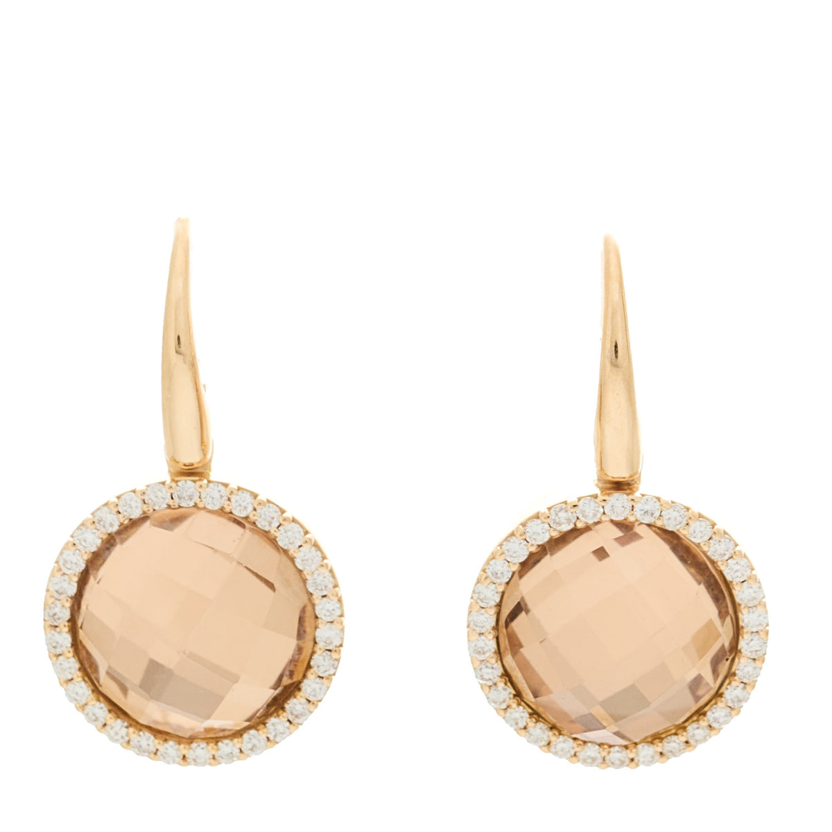 Roberto Coin 18K Rose Gold Diamond Smoky Quartz Drop Earrings 1 of 4