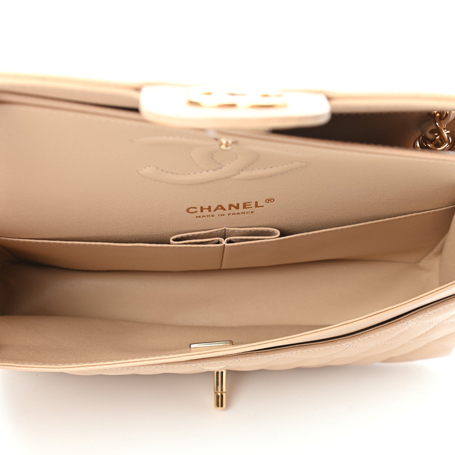 Chanel Caviar Quilted Medium Double Flap Beige 4 of 8