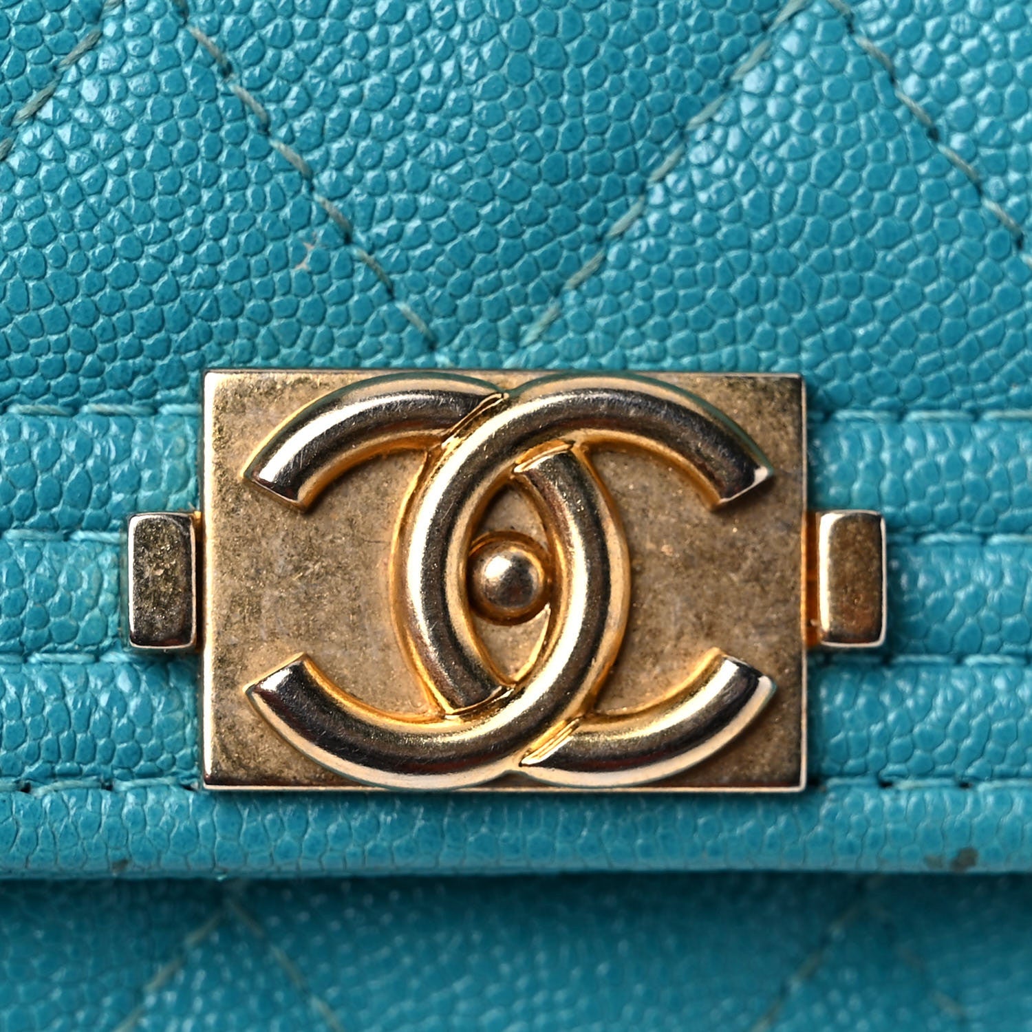 Chanel Caviar Quilted Boy Card Holder Wallet Turquoise 16 of 16