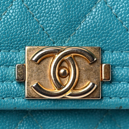 Chanel Caviar Quilted Boy Card Holder Wallet Turquoise 16 of 16