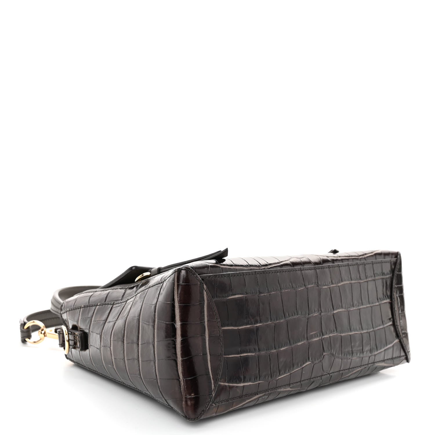 Chloe Calfskin Crocodile Embossed Small Faye Day Shoulder Bag Profound Brown 4 of 10