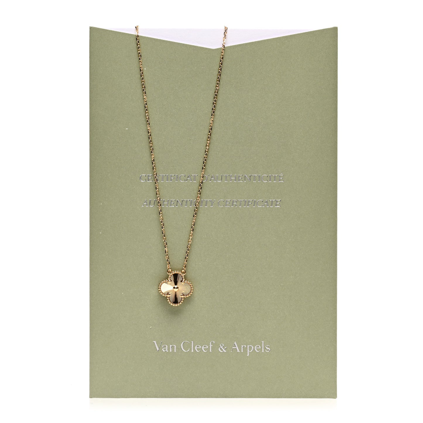 18K Yellow Gold Guilloche Vintage Alhambra Pendant Necklace