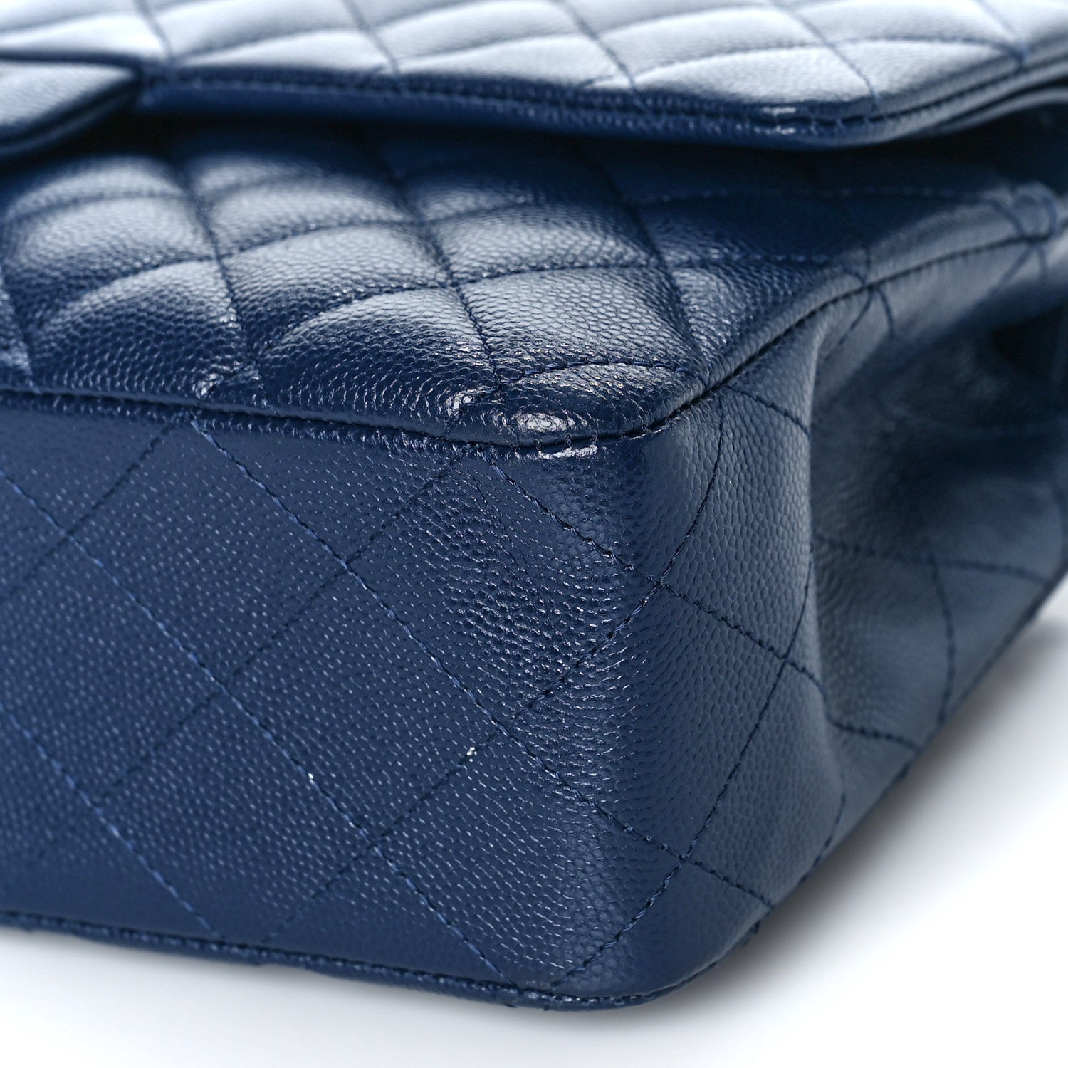 Chanel Caviar Quilted Medium Double Flap Dark Blue 9 of 13