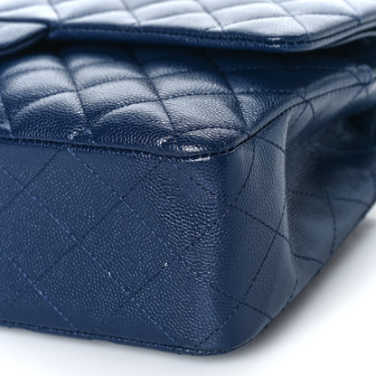 Chanel Caviar Quilted Medium Double Flap Dark Blue 9 of 13