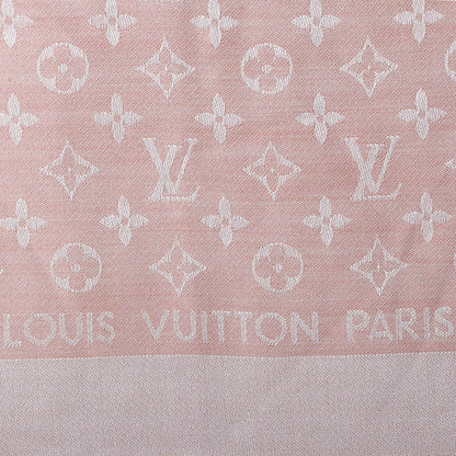 Louis Vuitton Silk Wool Monogram Denim Shawl Rose 1 of 5