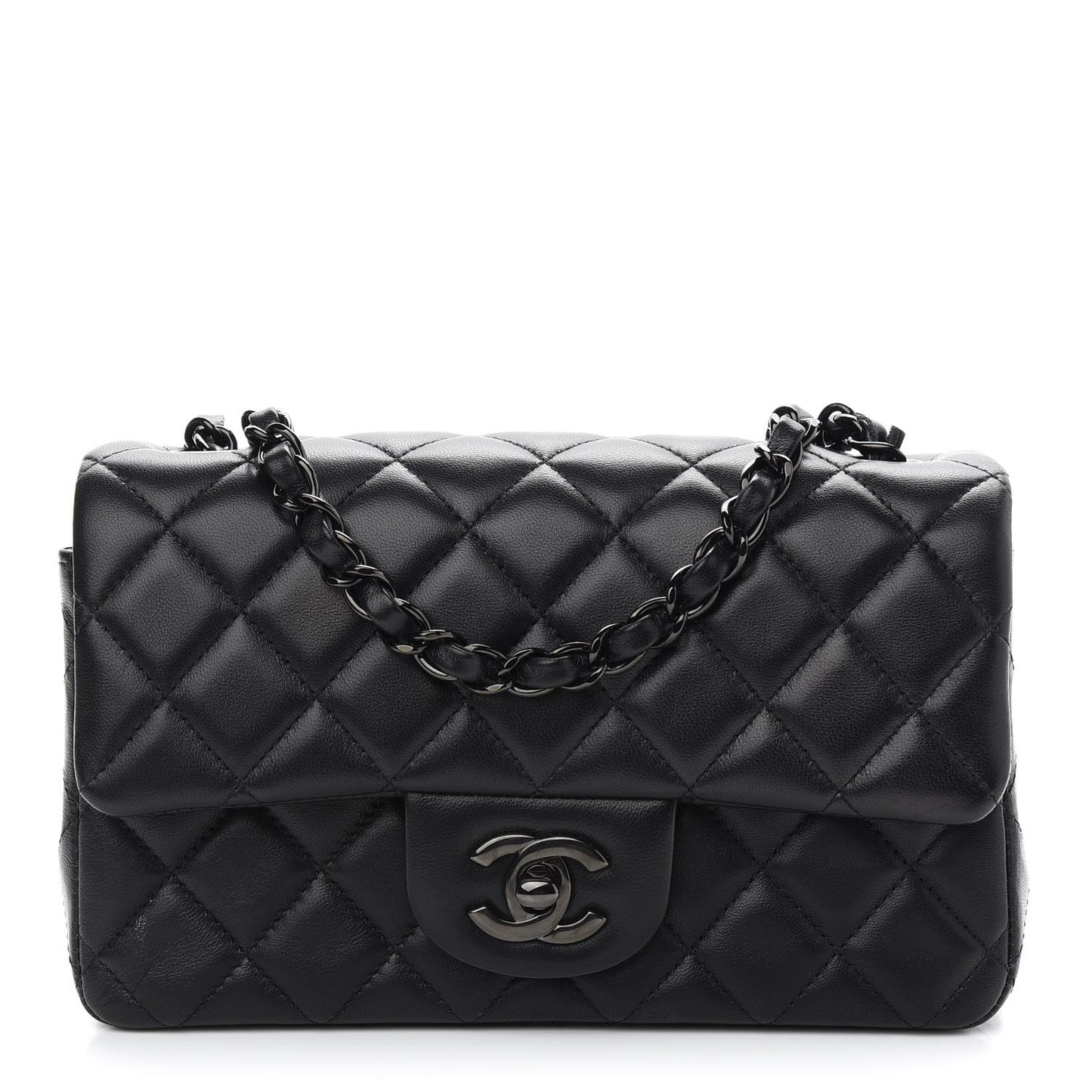 Lambskin Quilted Mini Rectangular Flap So Black
