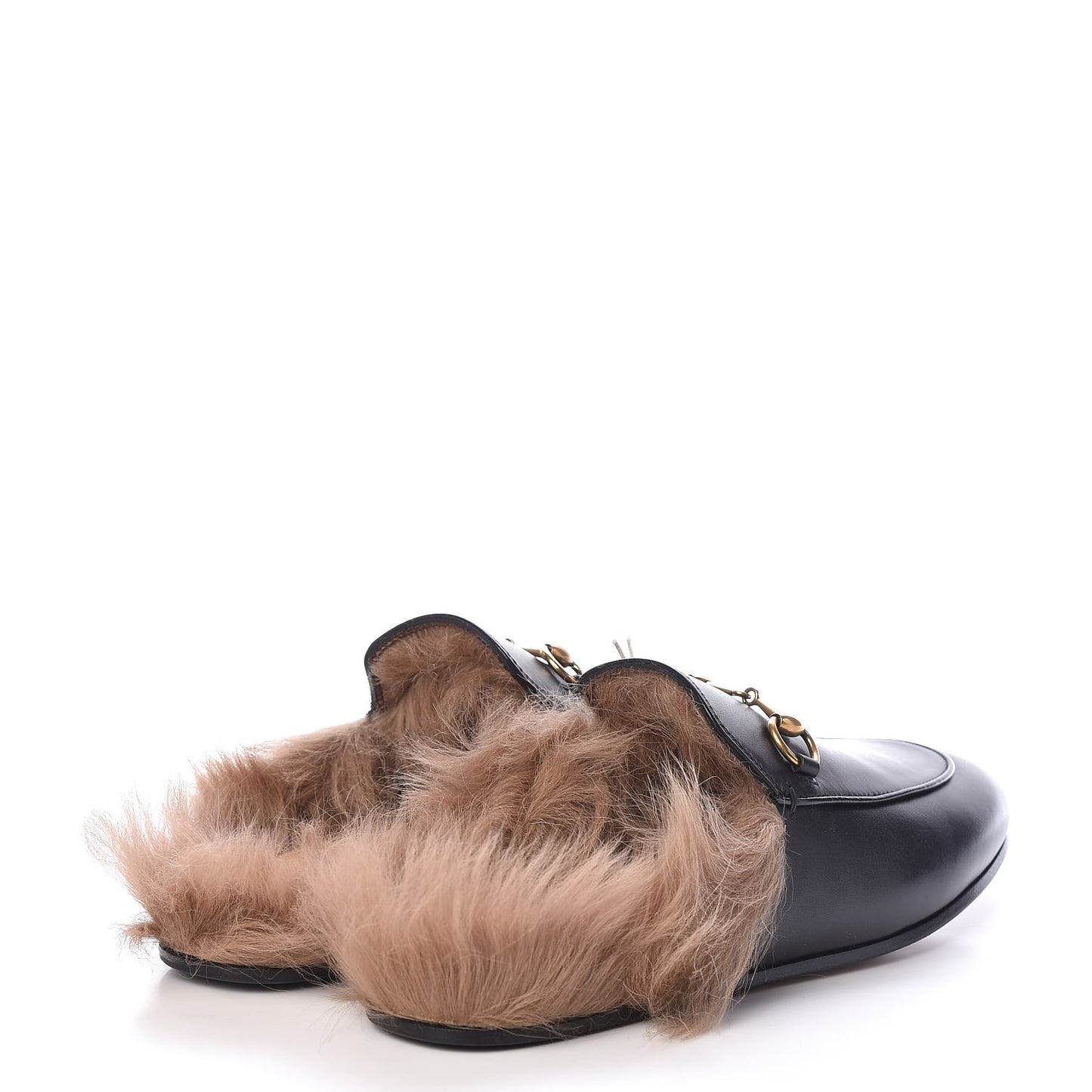 Calfskin Fur Womens Princetown Slippers 37 Black
