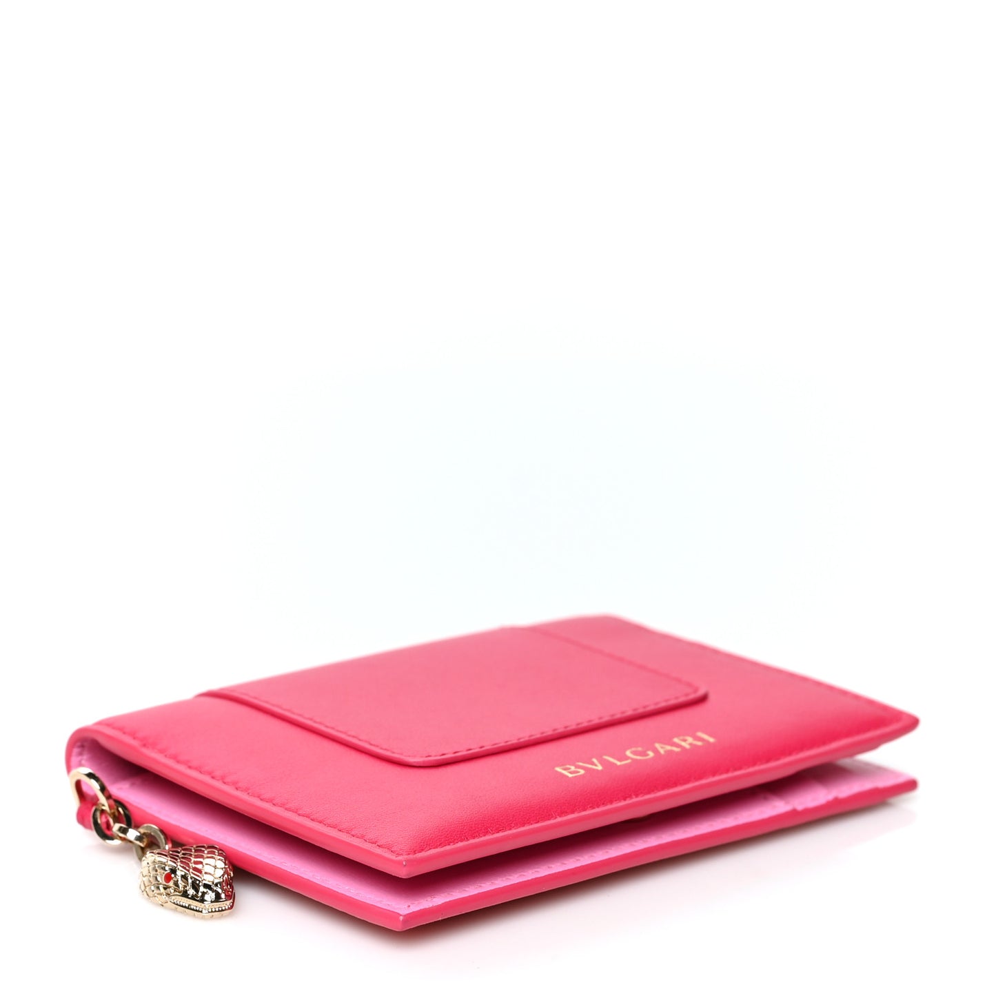 Serpenti Calfskin Card Case Fuchsia Pink