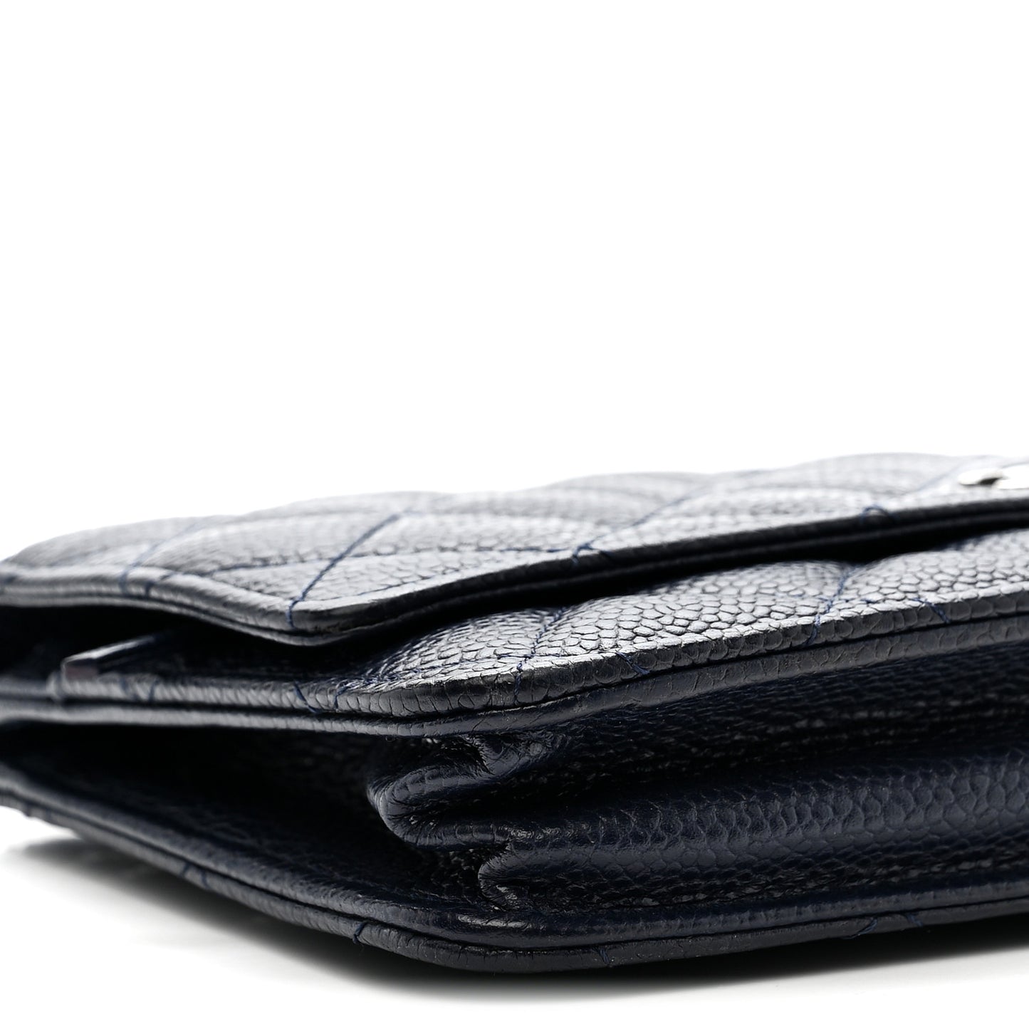 Caviar Quilted Wallet on Chain WOC Navy Blue