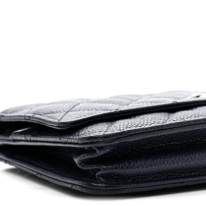 Chanel Caviar Quilted Wallet on Chain WOC Navy Blue 10 of 11