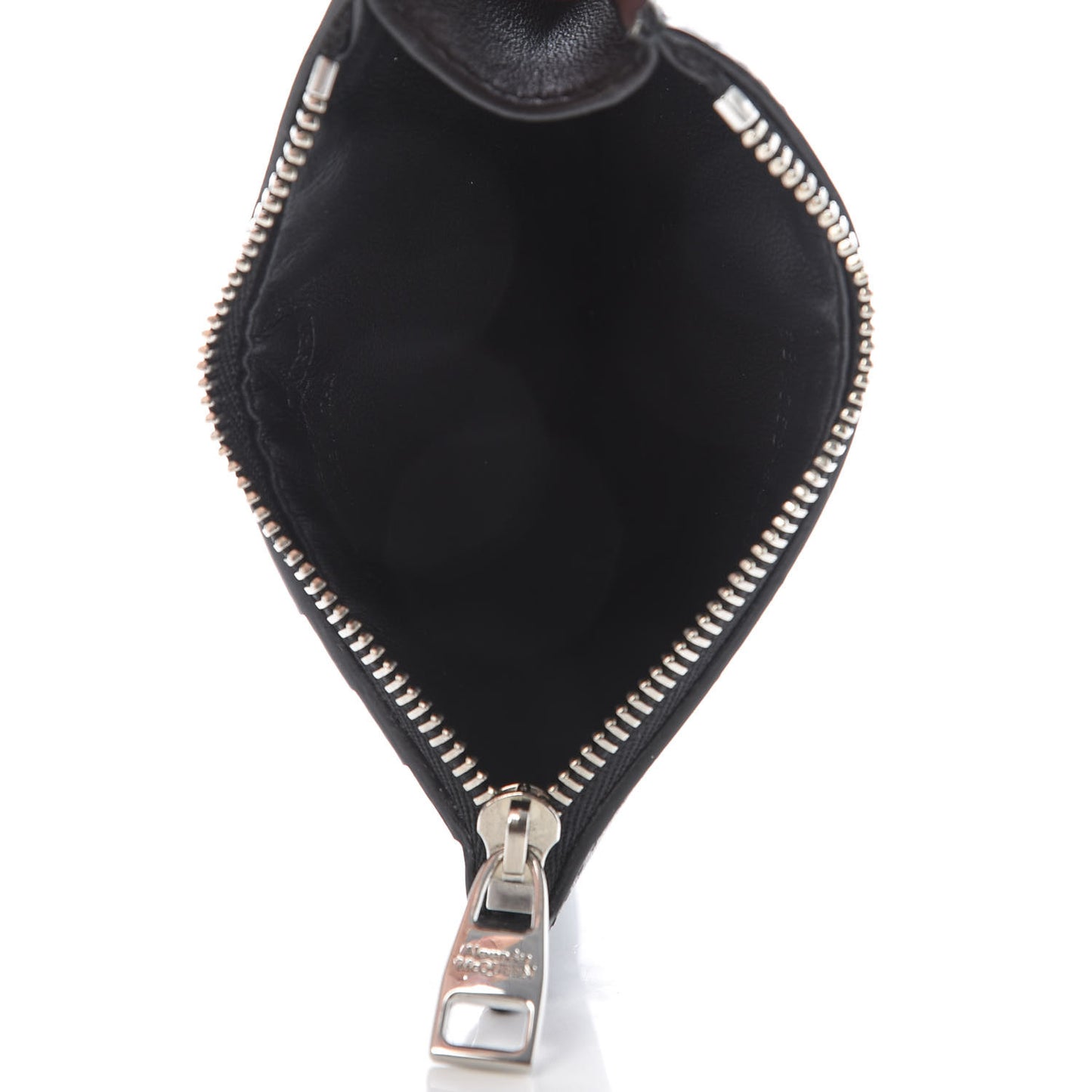 Calfskin Skull Rose 5 Fragments Zip Pouch Card Holder Black